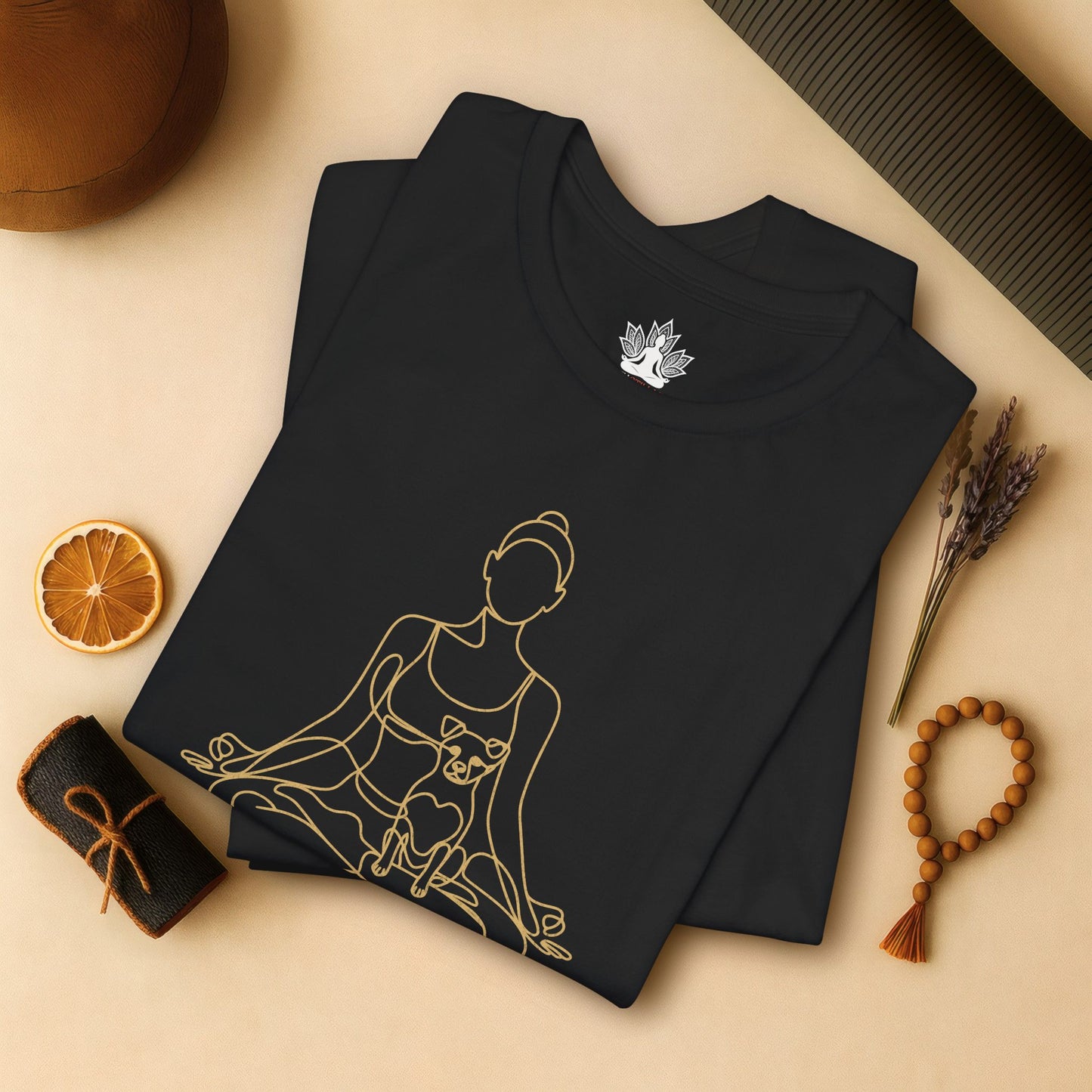 Yoga with My Dog – Minimalist Line Art Tee