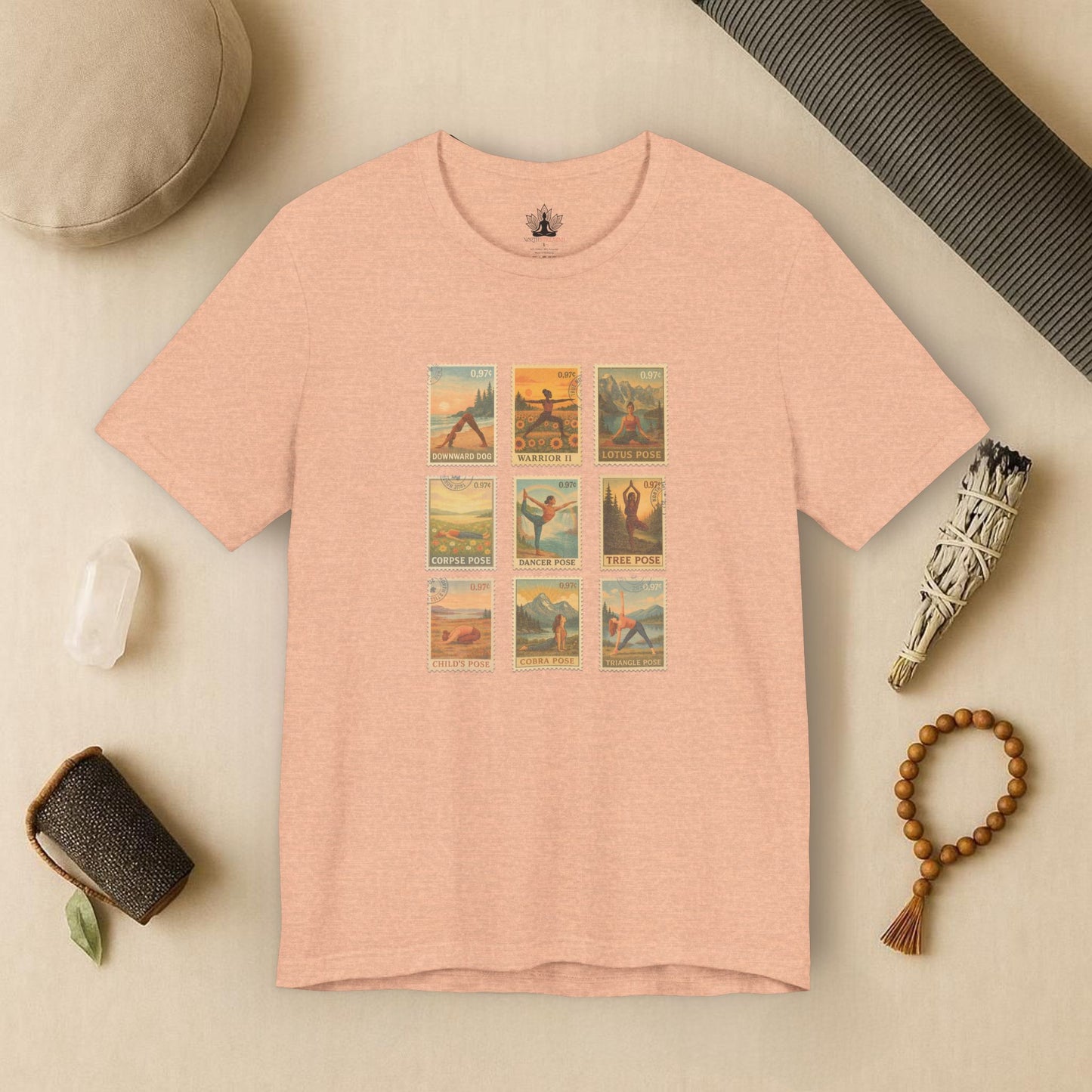 Yoga Postage Poses – Vintage Stamp Tee