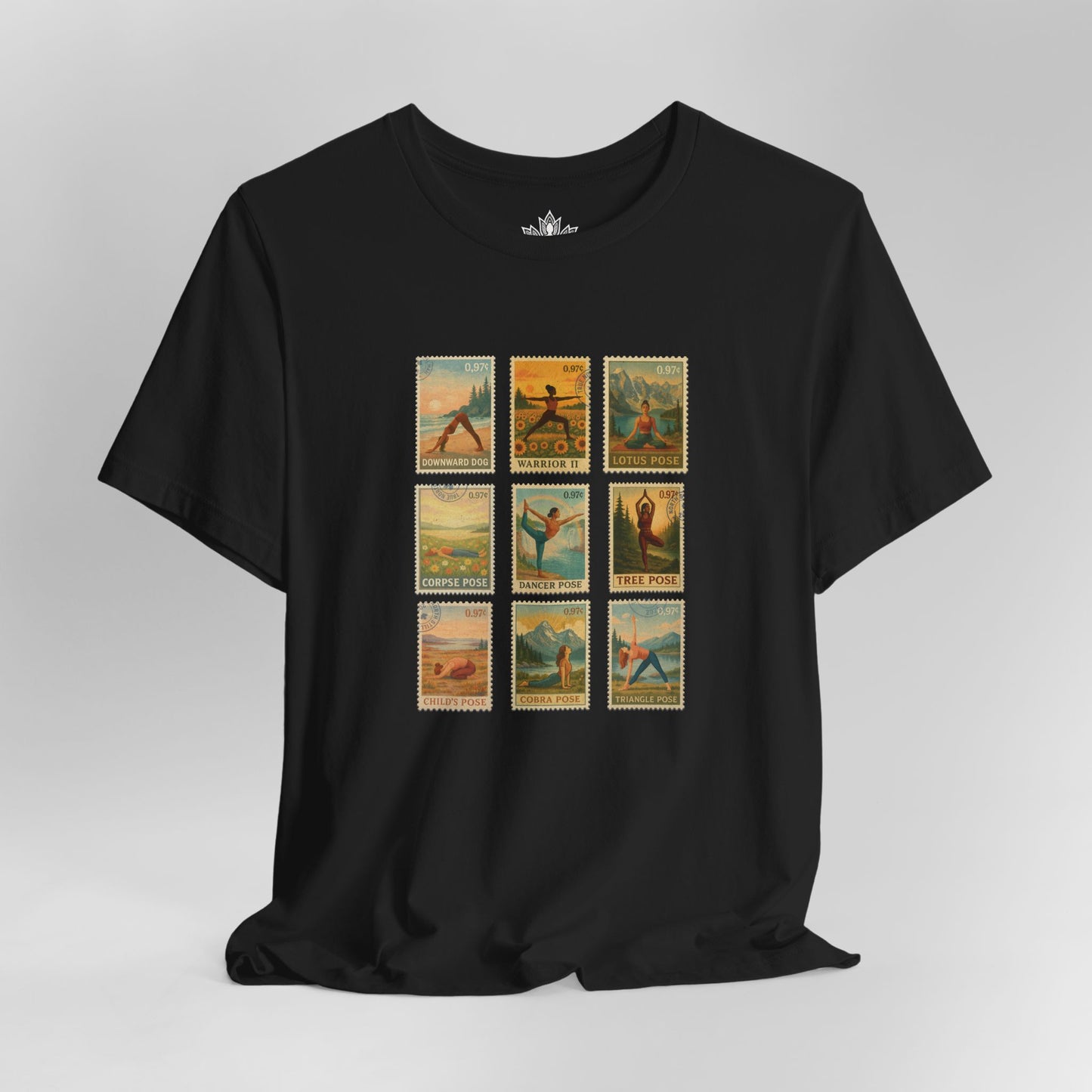 Yoga Postage Poses – Vintage Stamp Tee