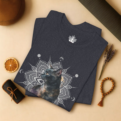 Mystic Black Cat – Mandala Moon Gaze Tee