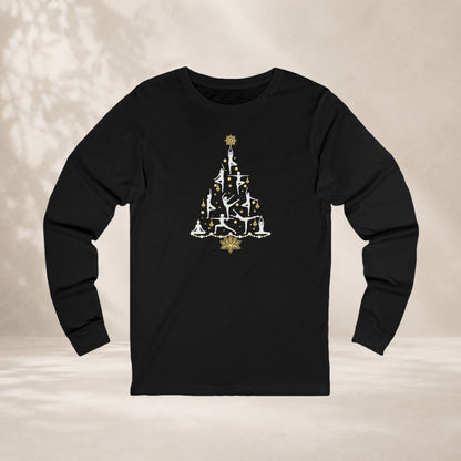 Yoga Poses Christmas Tree Long Sleeve Tee