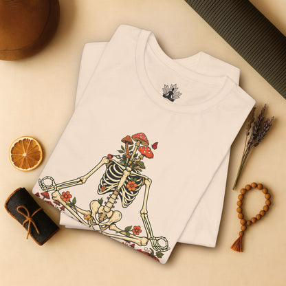 Skeleton Meditation – Halloween Mushroom Tee