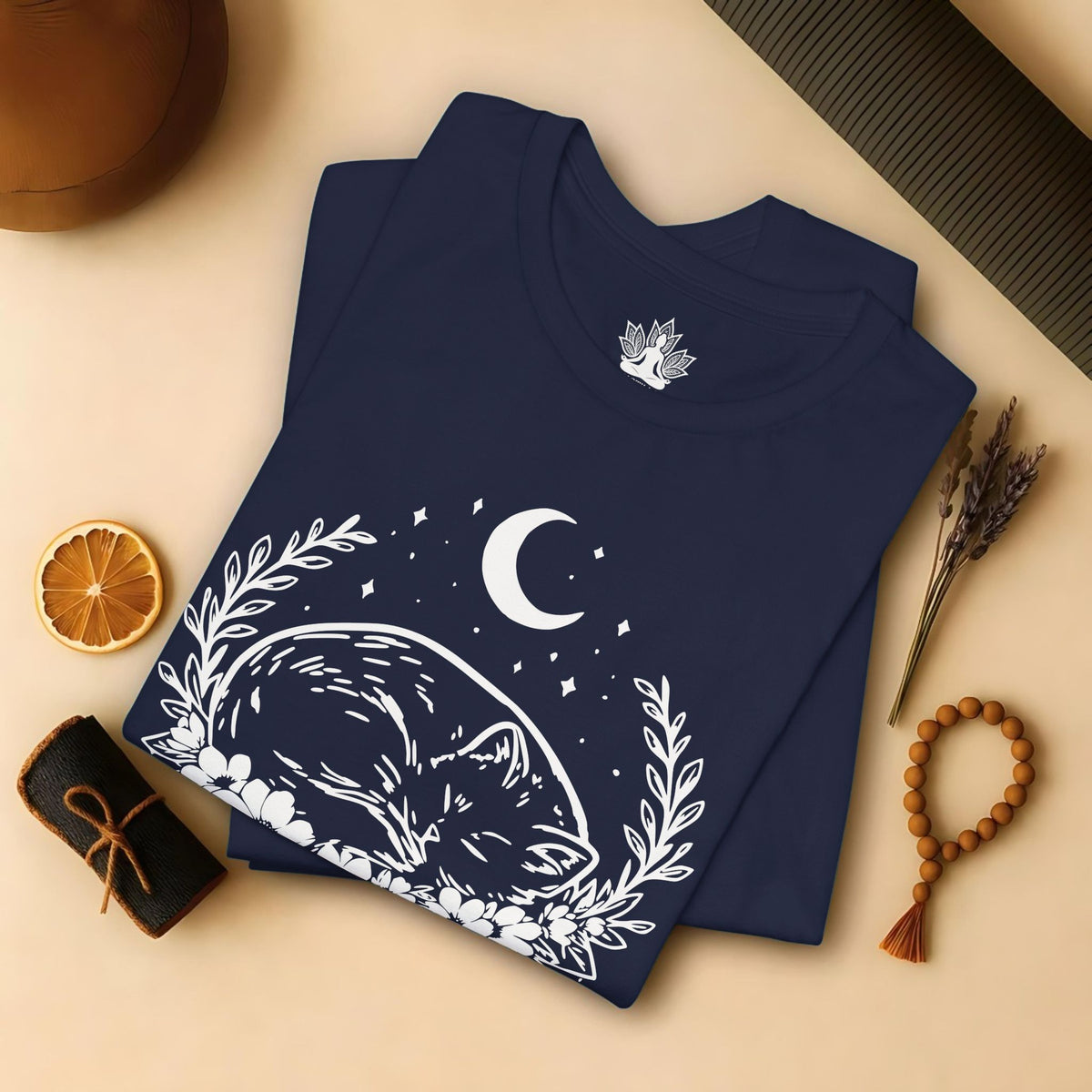 Sleeping Cat Under the Moon Tee