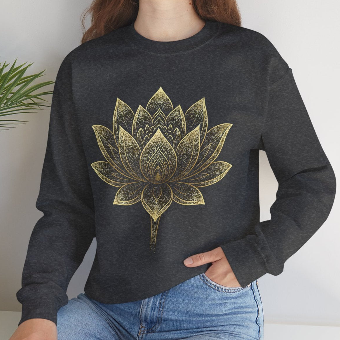 Golden Lotus Flower - Cozy Mindful Sweatshirt