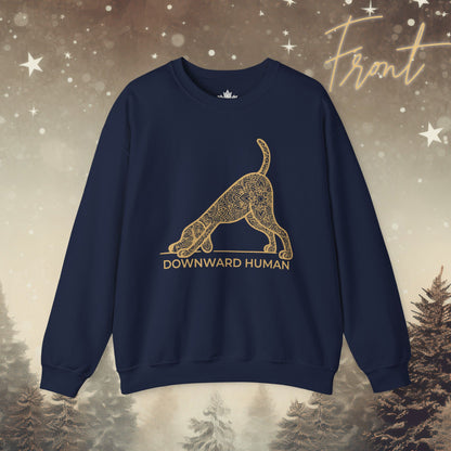Downward Human Sweatshirt - Mandala Dog