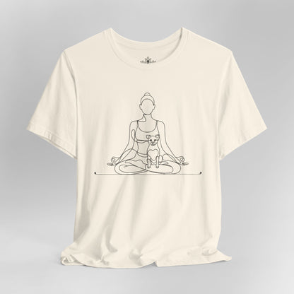 Yoga with My Dog – Minimalist Line Art Tee