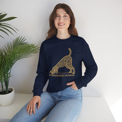 Downward Human Sweatshirt - Mandala Dog