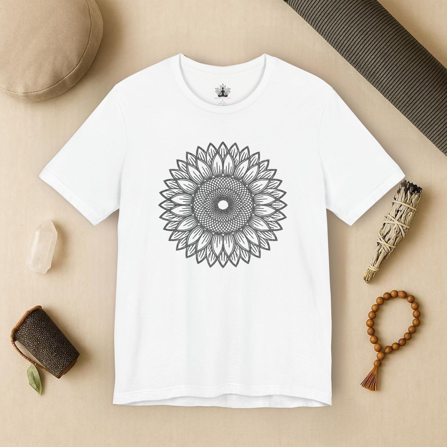 Sunflower Mandala – Geometric Mindful Tee