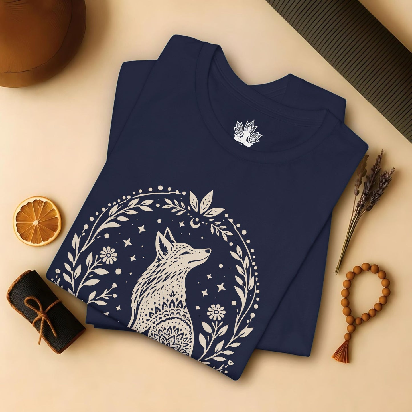 Boho Mandala Fox Linocut Tee