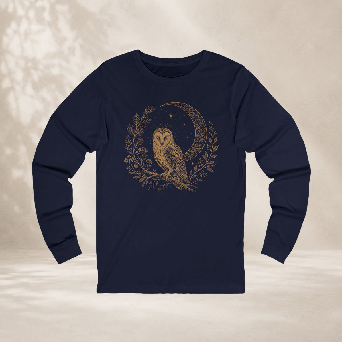 Barn Owl Mandala Moon Long Sleeve Tee