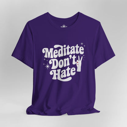 Meditate Don’t Hate – Retro Peace Yoga Tee