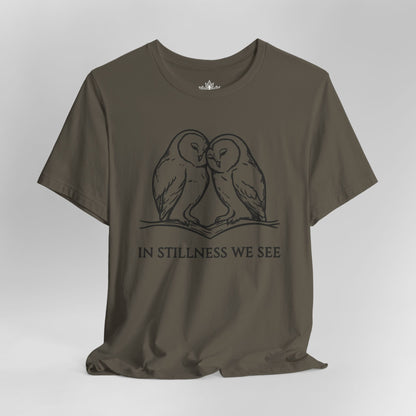 In Stillness We See – Heart Owl Meditation Tee