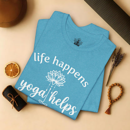 Life Happens Yoga Helps Lotus Tee