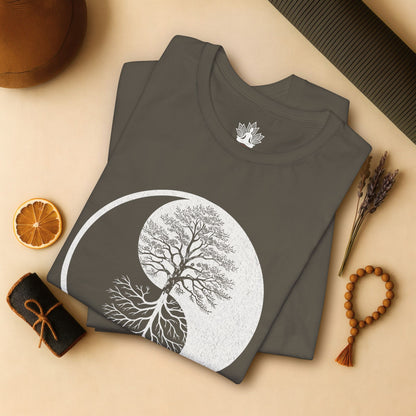 Yin Yang Tree of Balance - Spiritual Nature Men Yoga Tee
