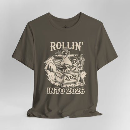 Rolling Into 2026 – Yoga Warrior Raccoon Tee