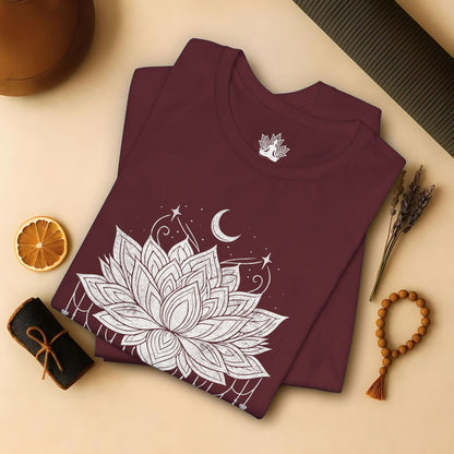 Vintage Moon Lotus Heart - Mandala Yoga Tee