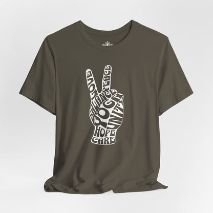 Peace Hand – Retro Word Art Tee