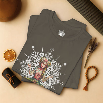 Flower Meditation Boho – Botanical Lotus Pose Tee