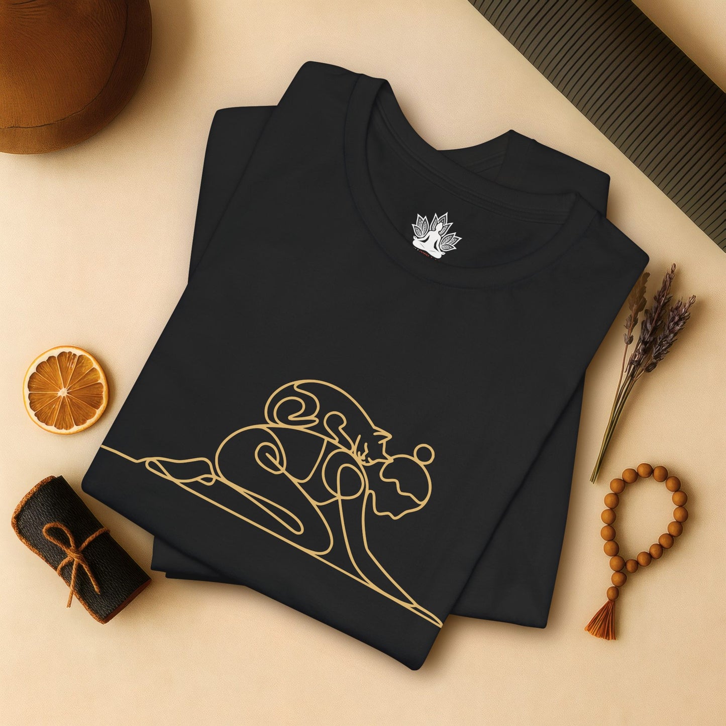 Cat on Back Yoga Pose – Line Art Tee