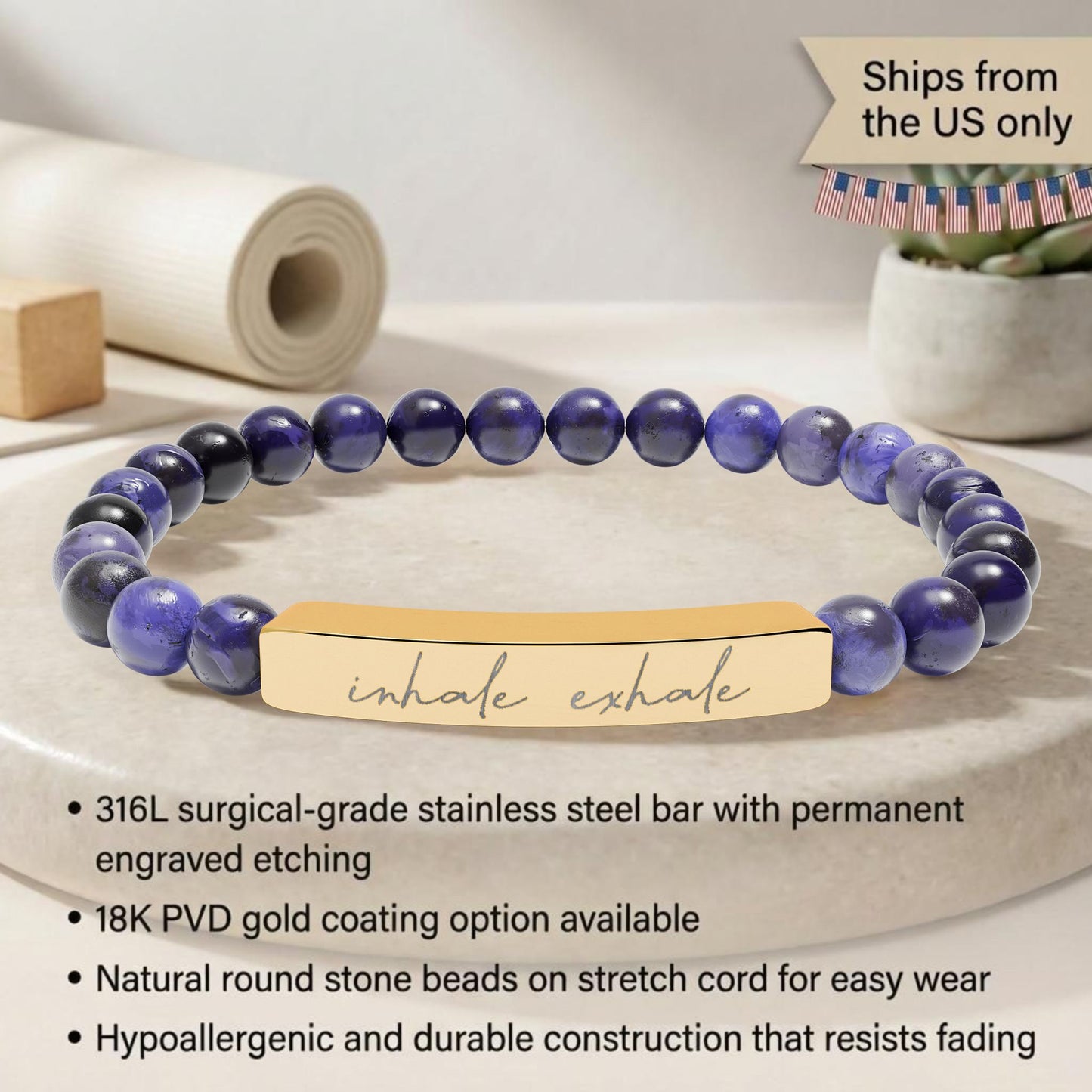 Inhale Exhale - Natural Stone Bead Energy Bracelet