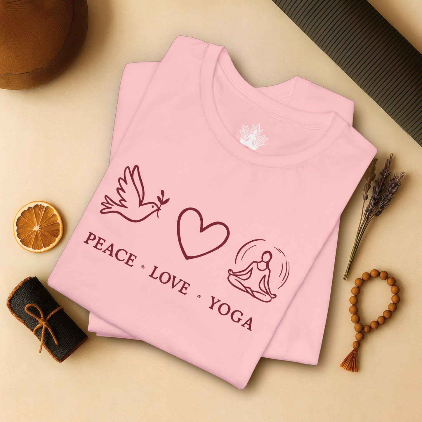 Peace Love Yoga – Boho Minimalist Mindful Tee