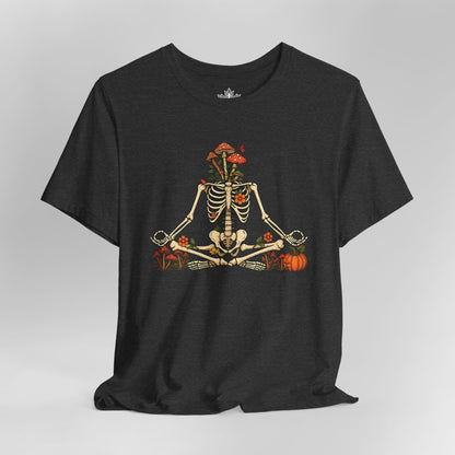 Skeleton Meditation – Halloween Mushroom Tee