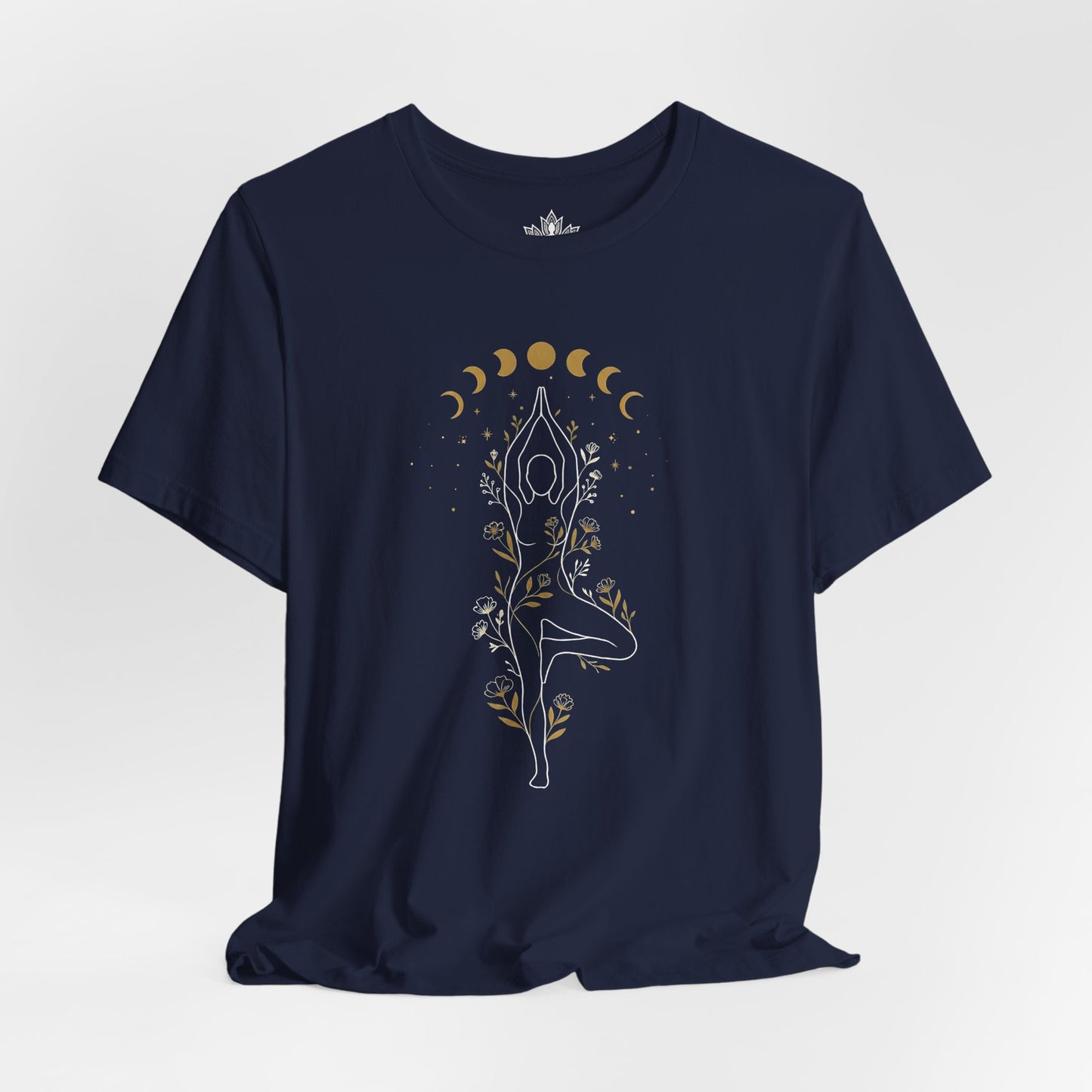 Moon Phase Tree Pose Yoga – Mindful Balance Tee