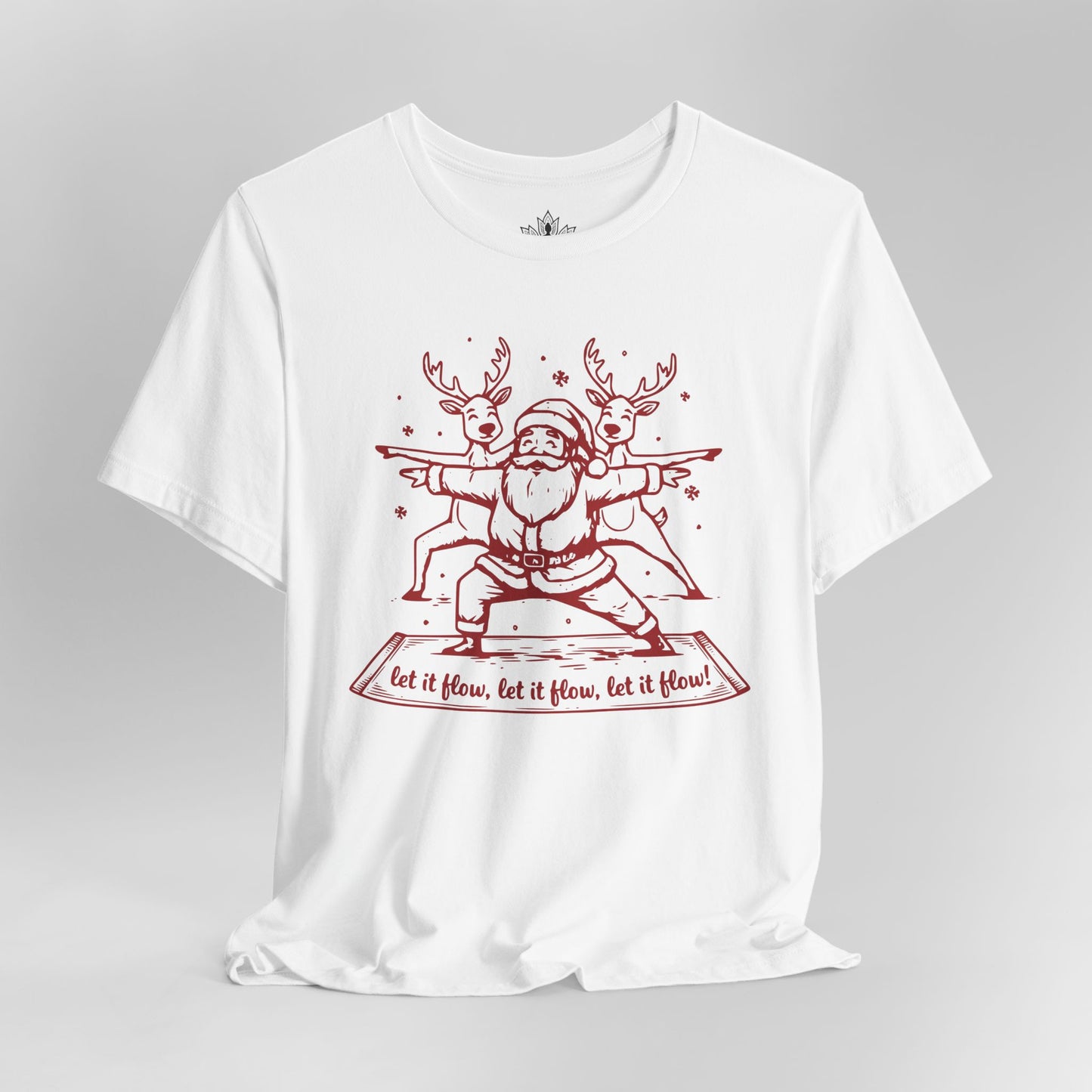 Laissez couler le Père Noël et ses rennes en posture de guerrier – T-shirt de yoga humoristique de Noël