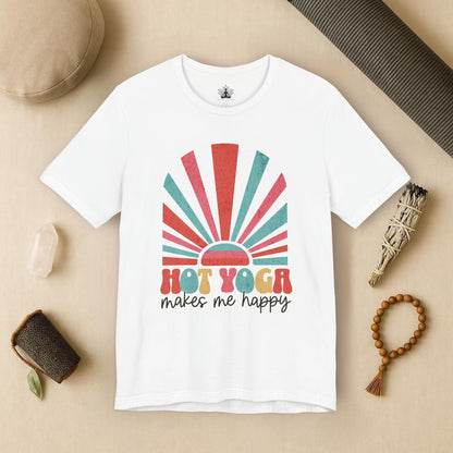 Hot Yoga Sunrise – Retro Sunset Happiness Tee