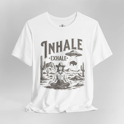 Cowgirl Inhale Exhale – Western UFO Mindfulness Tee