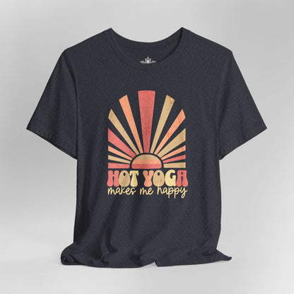 Hot Yoga Makes Me Happy – Retro Sunset Tee