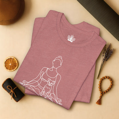 Yoga with My Dog – Minimalist Line Art Tee