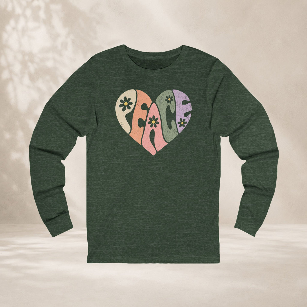 Retro Peace Heart Long Sleeve Tee