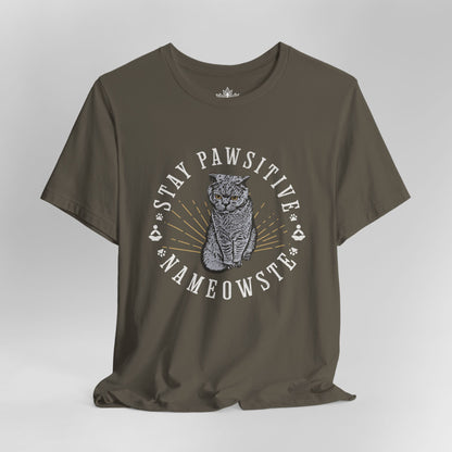Stay Pawsitive Nameowste – Funny Cat Yoga Men Tee