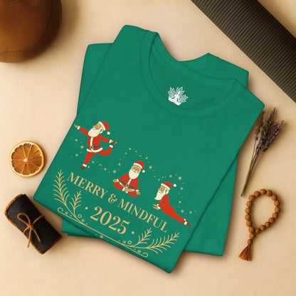 Merry Mindful Santa - Yoga Christmas Tee