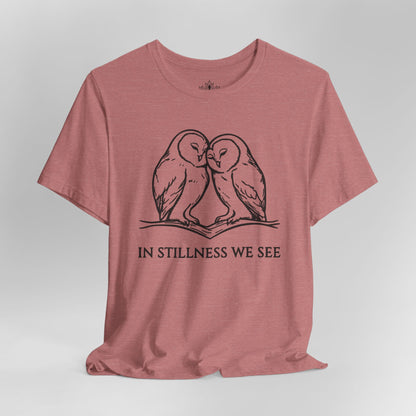 In Stillness We See – Heart Owl Meditation Tee