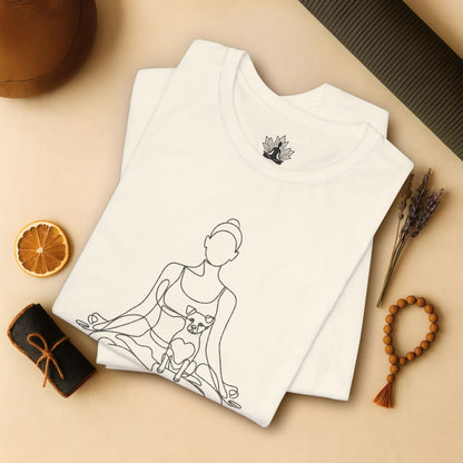 Yoga with My Dog – Minimalist Line Art Tee