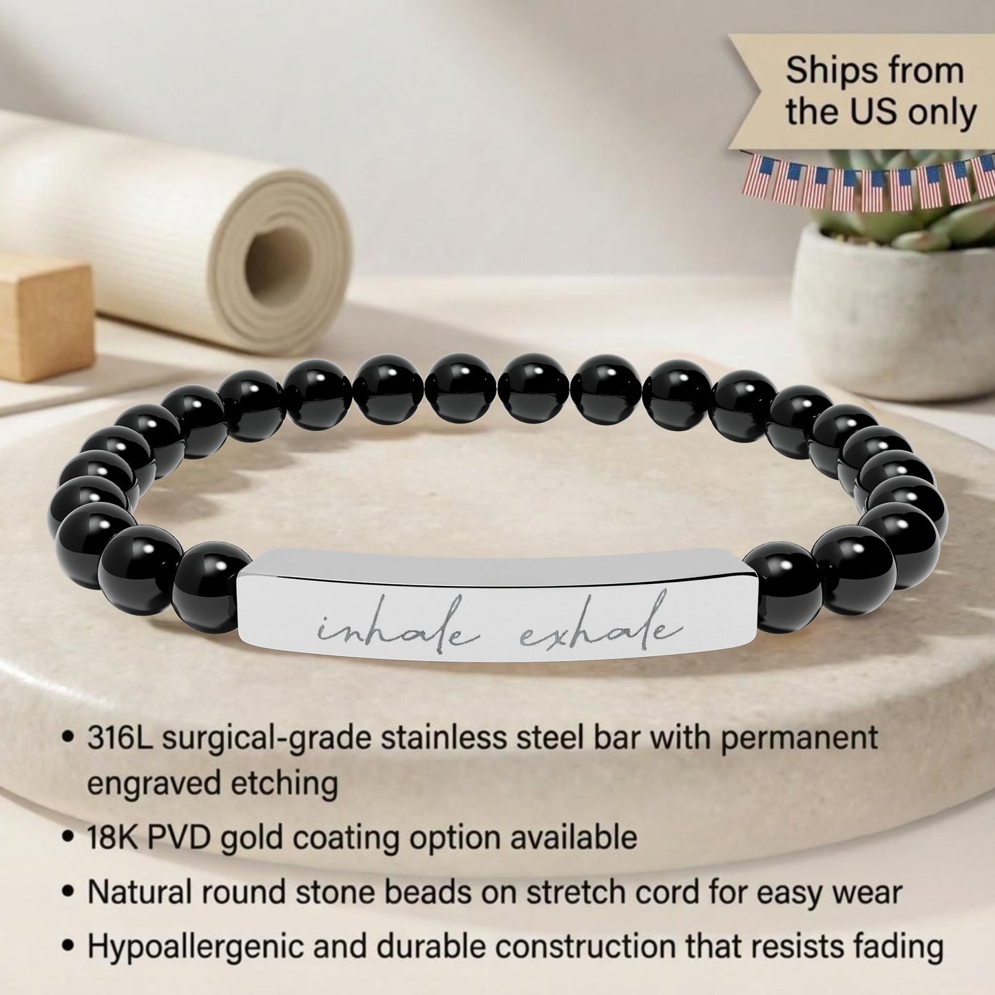 Inhale Exhale - Natural Stone Bead Energy Bracelet