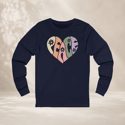 Retro Peace Heart Long Sleeve Tee