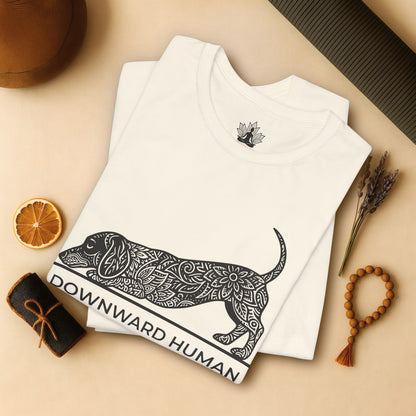 Downward Human Dachshund – Mandala Sausage Dog Tee