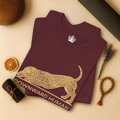 Downward Human Dachshund – Mandala Sausage Dog Tee