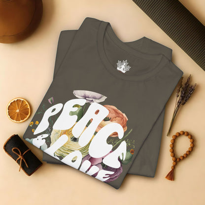 Peace & Love – Retro Boho Floral Tee