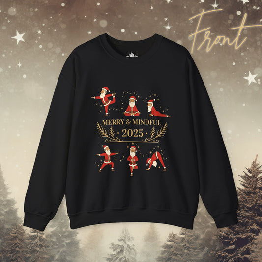 Merry & Mindful - Santa Yoga Poses Funny Holiday Sweatshirt
