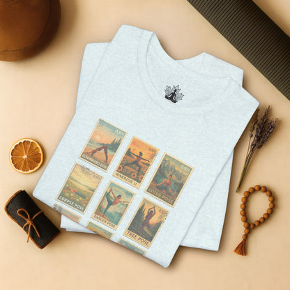 Yoga Postage Poses – Vintage Stamp Tee
