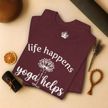 Life Happens Yoga Helps Lotus Tee