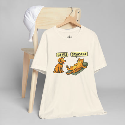 Ça Va French Savasana – Funny Pets Yoga Men Tee