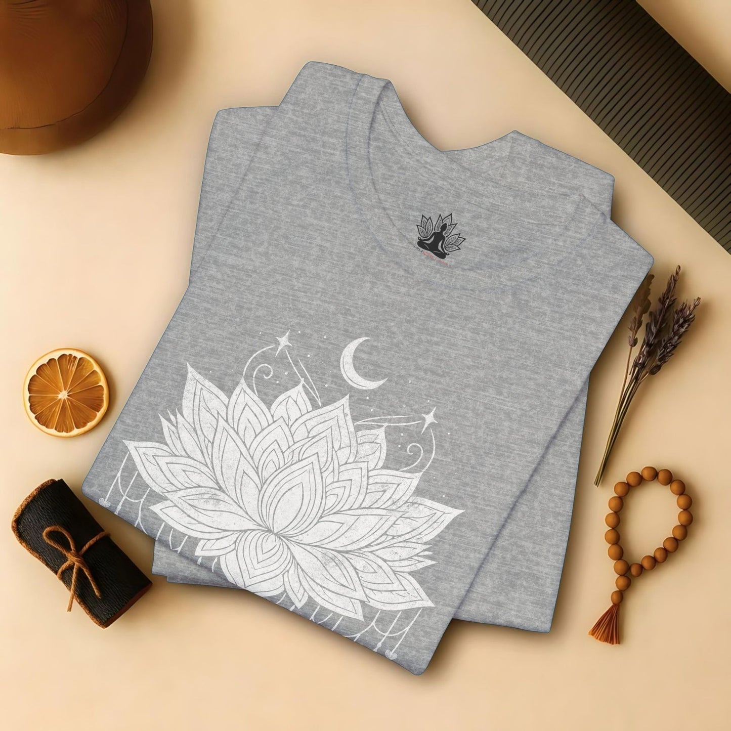 Vintage Moon Lotus Heart - Mandala Yoga Tee