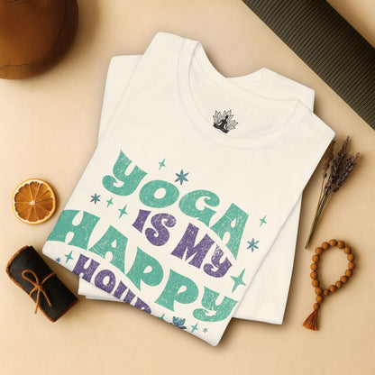 Yoga Is My Happy Hour – Retro Groovy Tee