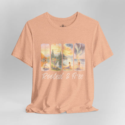 Watercolor Yoga – Rooted & Free Nature Tee