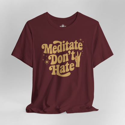 Meditate Don’t Hate – Retro Peace Yoga Tee